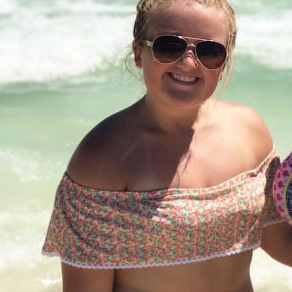 Floral Off-the-Shoulder Swim Top